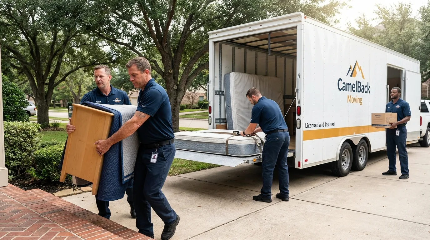 Crew loading residential truck for cross-state move from Meadville, PA