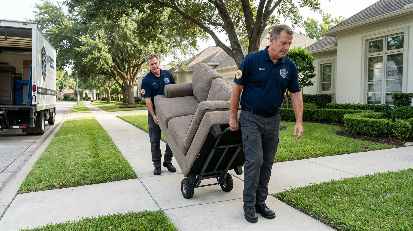 Local residential moving crew loading furniture in Meadville, PA