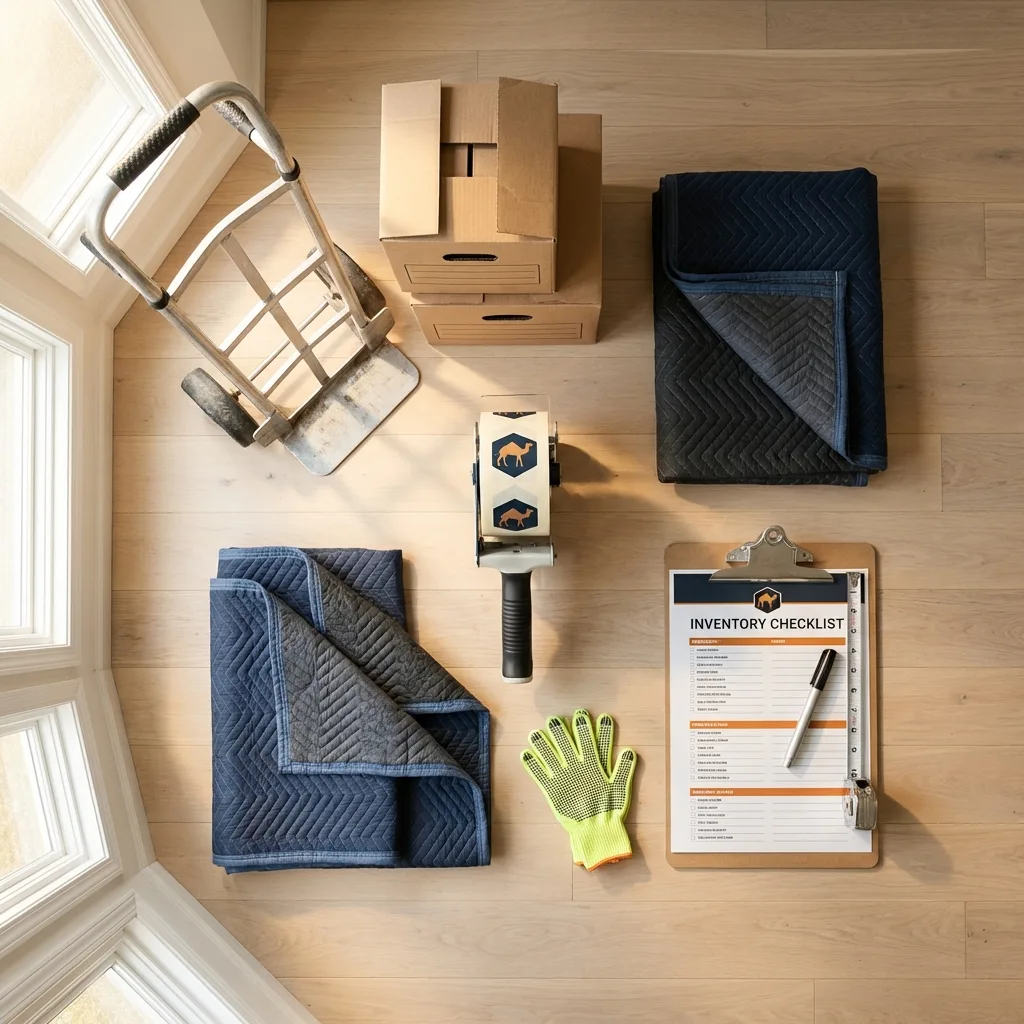Professional moving supplies and packing materials layout for Meadville residential relocations